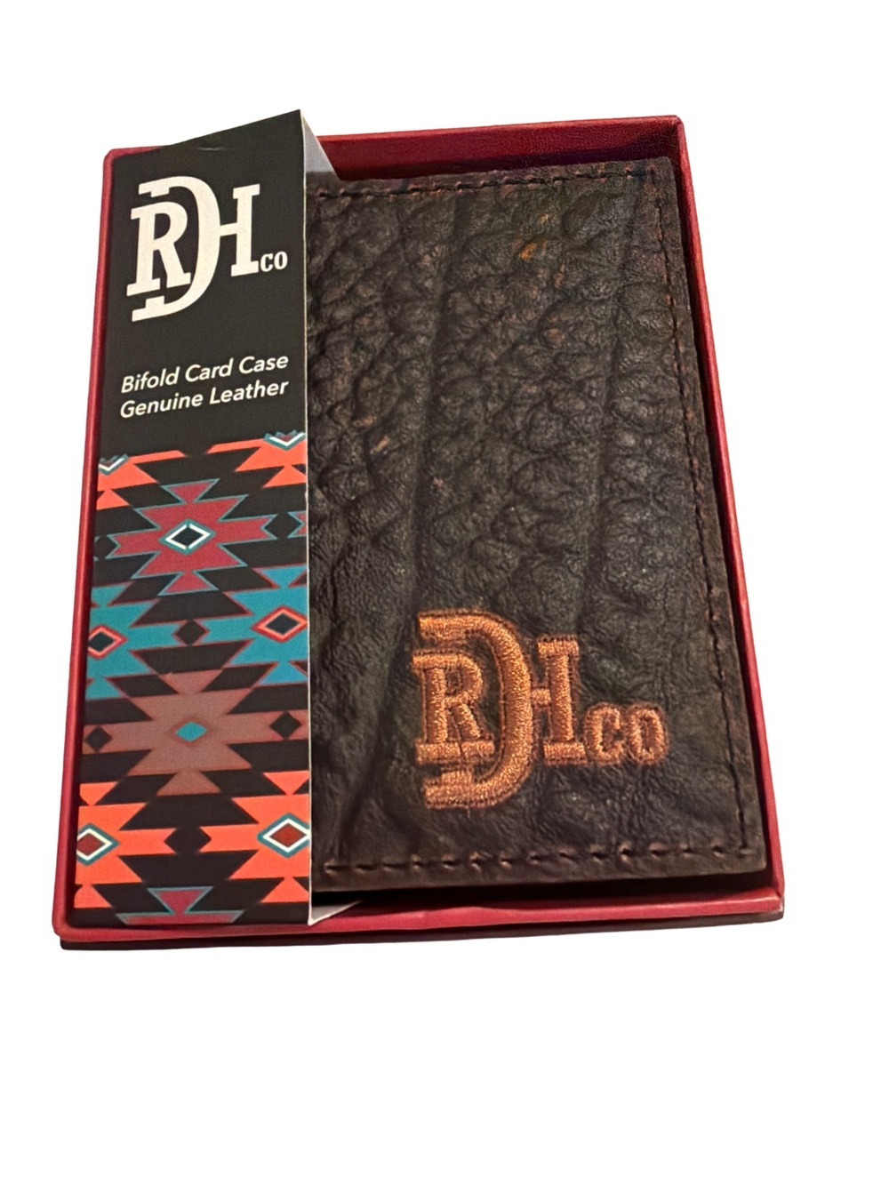 NWT Red Dirt Hat Co. Men’s Bison Grain Leather Bifold Card Case